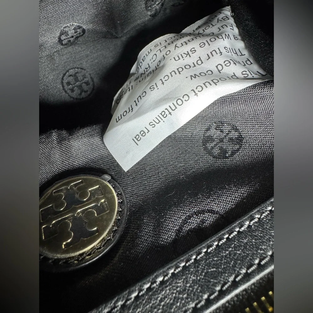 Tory Burch Animal Print Satchel with Dark Brown Trim
